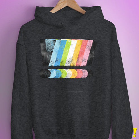 Queer Pride Grunge Exclamation Points Hoodie - Dark Grey Heather